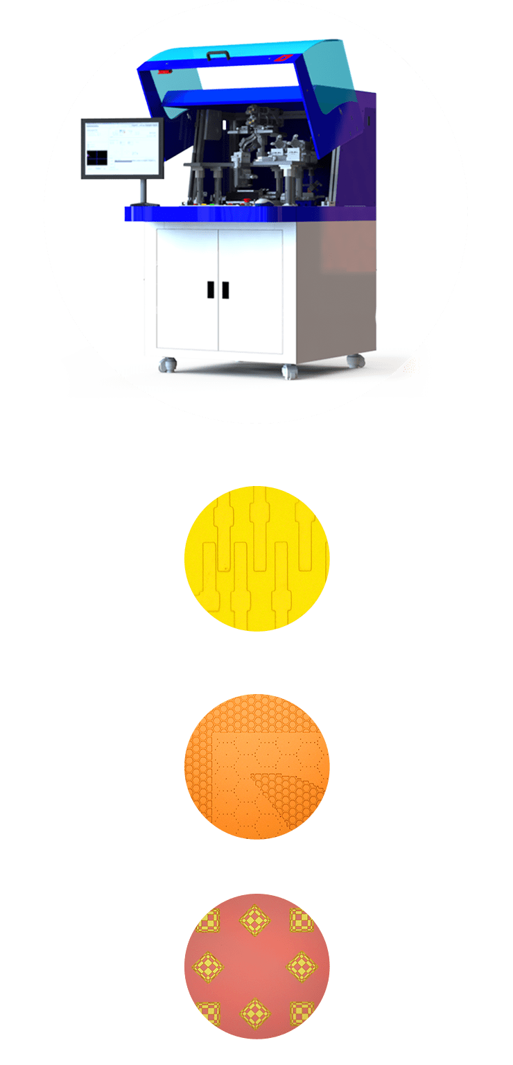 Maskless equipment Dilase 650 with open window and some examples of applications