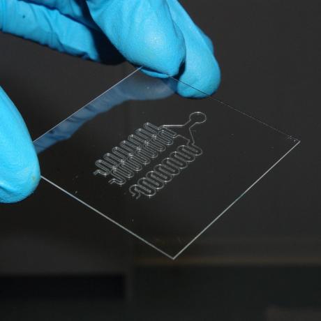 Example of 3D biotechnology structure: microfluidics device